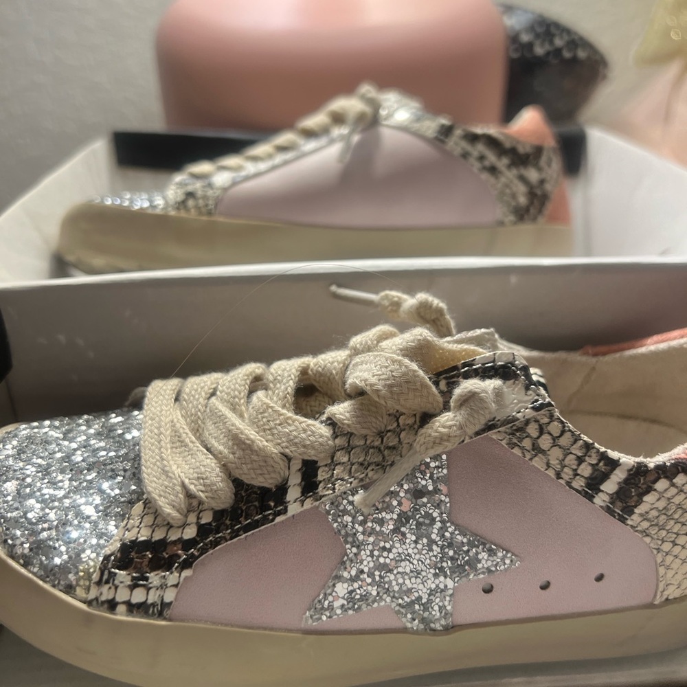 ShuShop Pink and Silver Star Kids Sneakers